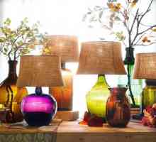 Цветно стъкло във вътрешността на вазата, лампи, съдове