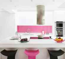 Кухненски интериор с женски характер, игрив дизайн в розов цвят