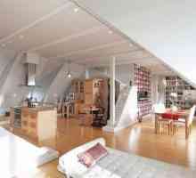 Скандинавска простота и усъвършенстване на студиото за кухня в таванското помещение