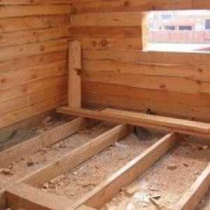 Затопляне на пода в дървената къща отдолу